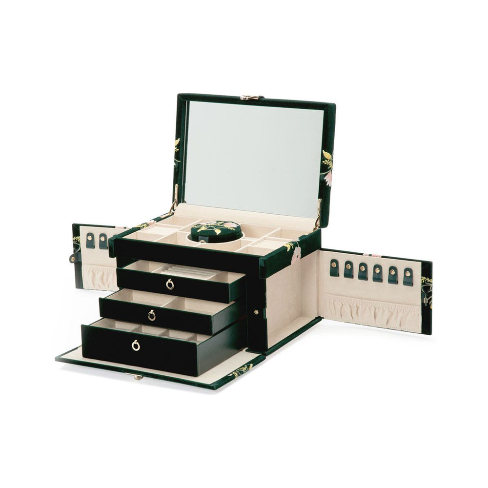Zoe Large Floral Jewellery Box Forest Green simple Pursuit