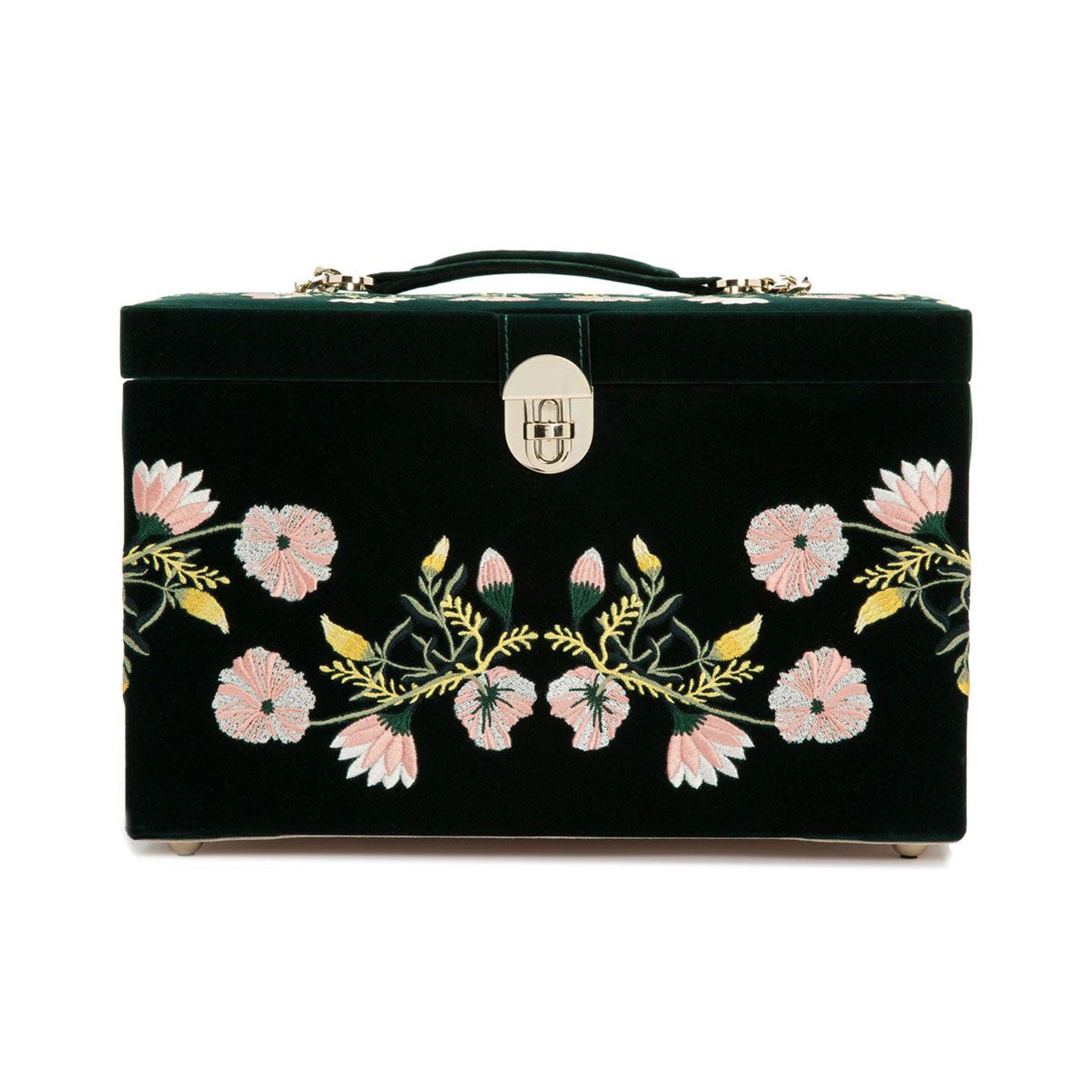 Zoe Large Floral Jewellery Box Forest Green simple Pursuit