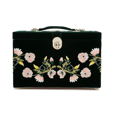 Zoe Large Floral Jewellery Box Forest Green simple Pursuit
