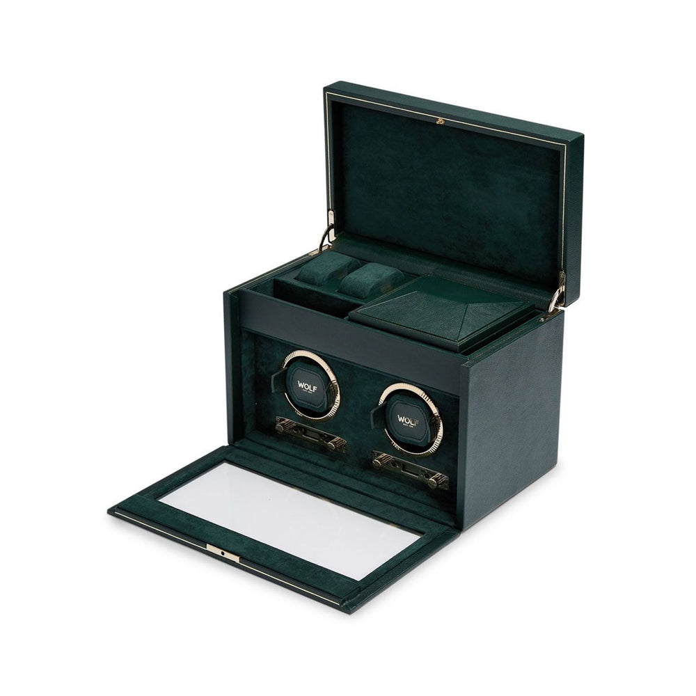 British Racing Double Watch Winder With Storage Green simple Pursuit