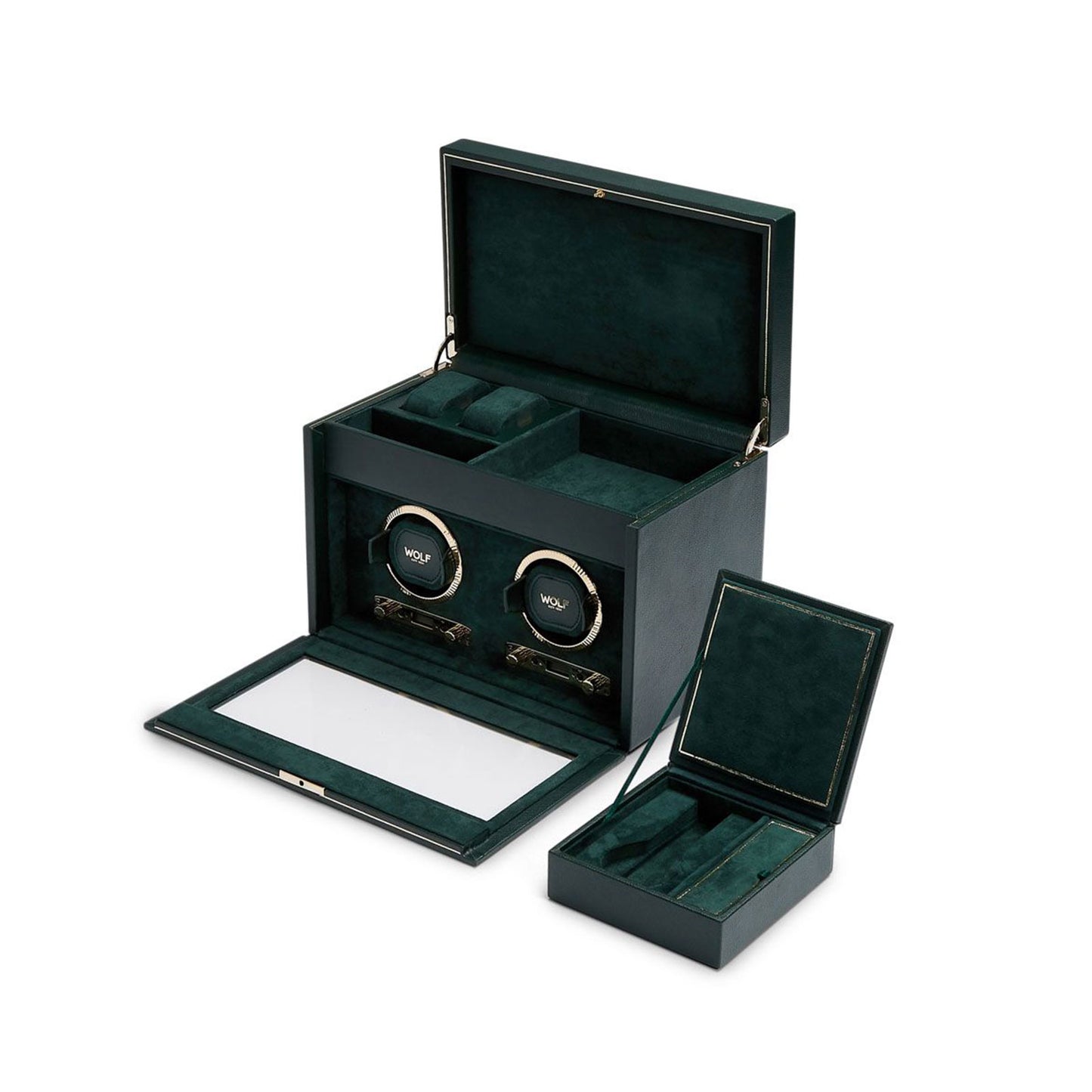 British Racing Double Watch Winder With Storage Green simple Pursuit
