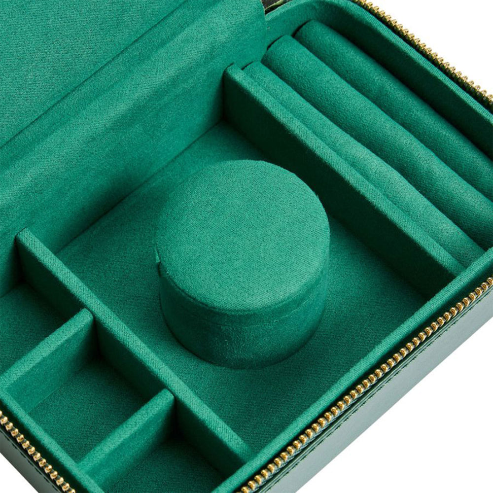 Sophia Travel Zip Jewellery Case in Forest Green simple Pursuit