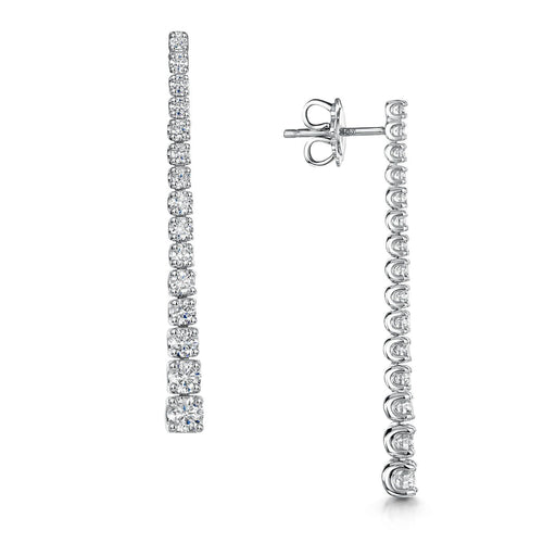 18ct White Gold Graduated Brilliant-Cut Diamond Drop Earrings 1.77ct Earrings Michael Spiers   