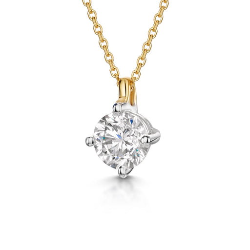 18ct Yellow & White Gold Brilliant-Cut F/G Si Diamond Solitaire Pendant 0.60ct Necklace Michael Spiers   