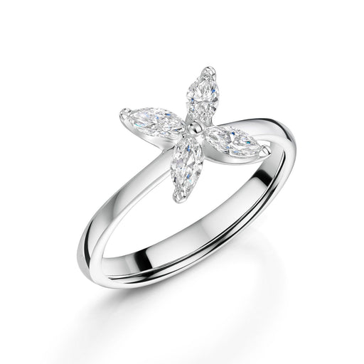 Platinum Marquise-Cut Diamond Flower Ring 0.40ct Ring Michael Spiers   