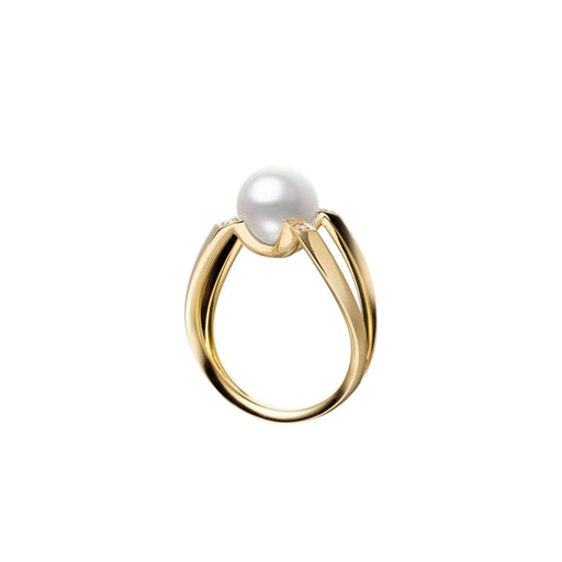 Mikimoto M Collection Akoya Cultured Pearl & Diamond Ring in 18ct Yellow Gold - PRA1809DK Ring Mikimoto   