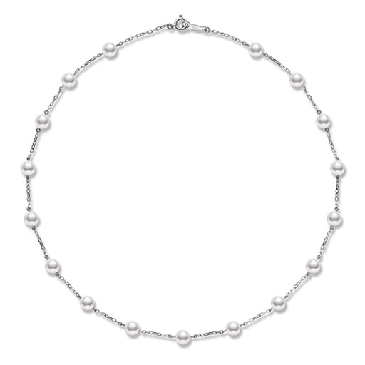 Mikimoto Classic Akoya Cultured Pearl Chain Necklace in 18ct White Gold - PPL129WA Necklace Mikimoto   