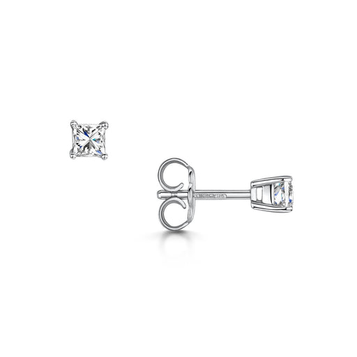 18ct White Gold Princess-Cut G/H Si Diamond Solitaire Earrings 0.50ct Earrings Michael Spiers   