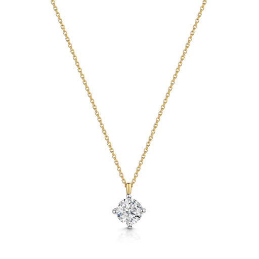 18ct Yellow & White Gold Brilliant-Cut F/G Si Diamond Solitaire Pendant 0.60ct Necklace Michael Spiers   