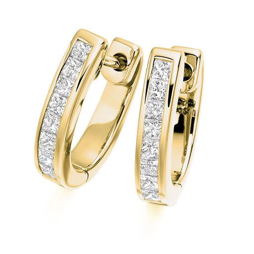 Michael Spiers 18ct Yellow Gold F/G VS Princess-Cut Diamond Channel Set Hoop Earrings 0.50ct Earrings Michael Spiers   