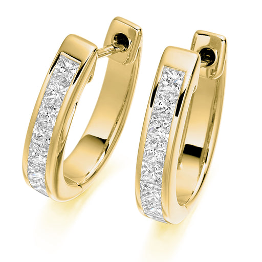 18ct Yellow Gold G Si Princess-Cut Diamond Channel Set Hoop Earrings 1.00ct Earrings Michael Spiers   