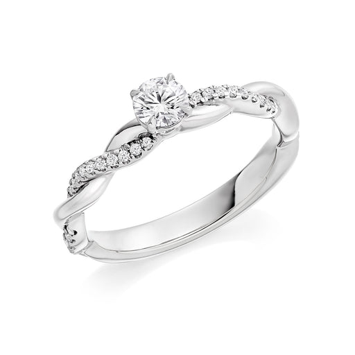 Michael Spiers Platinum Brilliant-Cut E VS Diamond Solitaire Ring With Twist Shoulders 0.35ct Ring Michael Spiers   