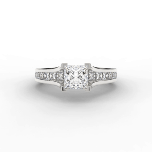 Platinum Princess-Cut F/G VS Diamond Solitaire Ring With Diamond Shoulders 1.10ct Ring Michael Spiers