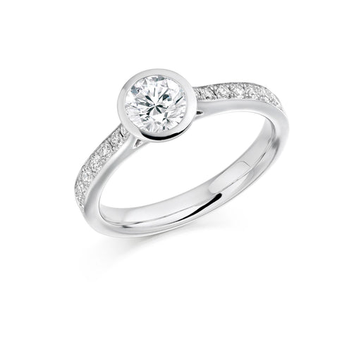 Platinum Brilliant-Cut Diamond Solitaire Ring With Diamond Shoulders 0.80ct - ENG3338 Ring Michael Spiers   
