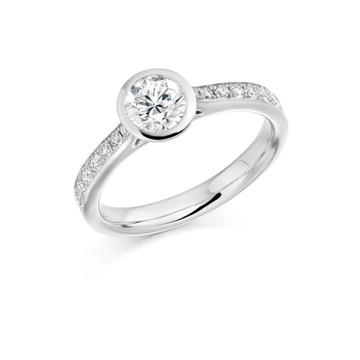 Michael Spiers Platinum Brilliant-Cut E/F VS Diamond Solitaire Ring With Diamond Shoulders 0.80ct Ring Michael Spiers   
