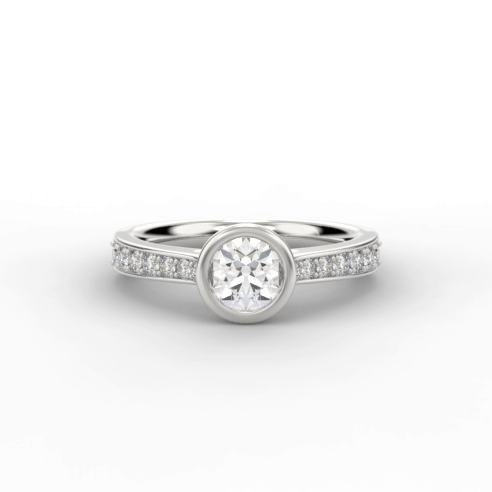 Platinum Brilliant-Cut Diamond Solitaire Ring With Diamond Shoulders 0.80ct - ENG3338 Ring Michael Spiers