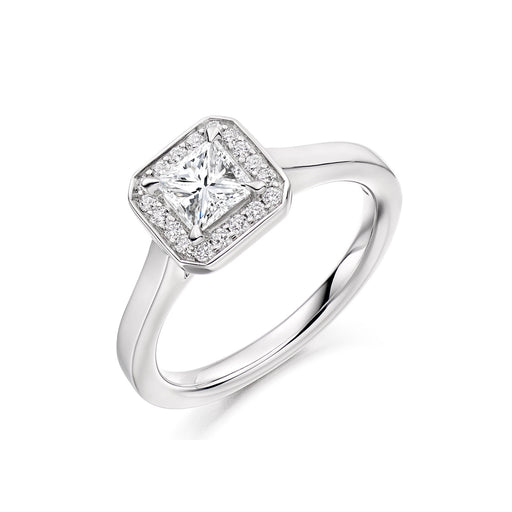 Platinum Princess & Brilliant-Cut E/F VS Diamond Halo Ring 0.70ct Ring Michael Spiers   