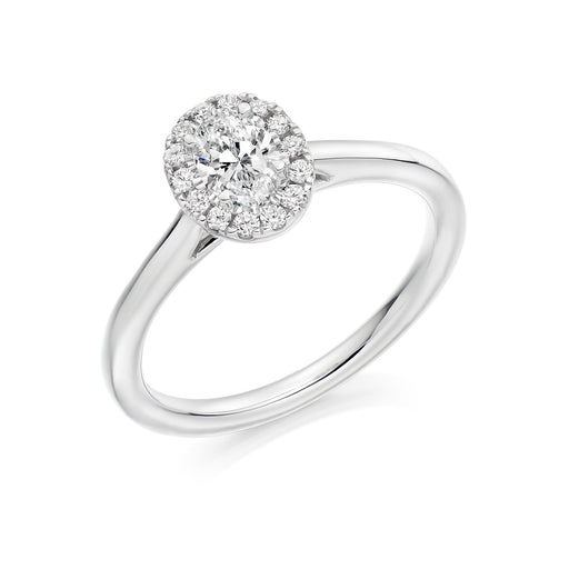 Platinum Oval & Brilliant-Cut Diamond Halo Ring 0.65ct - ENG4020 Ring Michael Spiers   