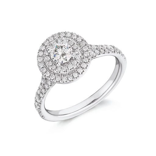 Michael Spiers Platinum Brilliant-Cut E VS Diamond Halo Ring With Diamond Shoulders 0.80ct Ring Michael Spiers   