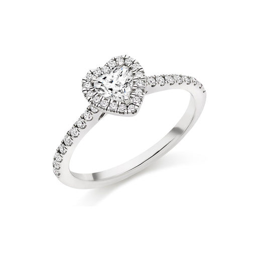 Michael Spiers Platinum Heart & Brilliant-Cut F/G VS/Si Diamond Halo Ring With Diamond Shoulders 0.60ct Ring Michael Spiers   