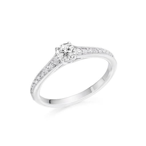 Michael Spiers Platinum Brilliant-Cut D-F VS/Si Diamond Solitaire Ring With Diamond Shoulders 0.50ct Ring Michael Spiers   