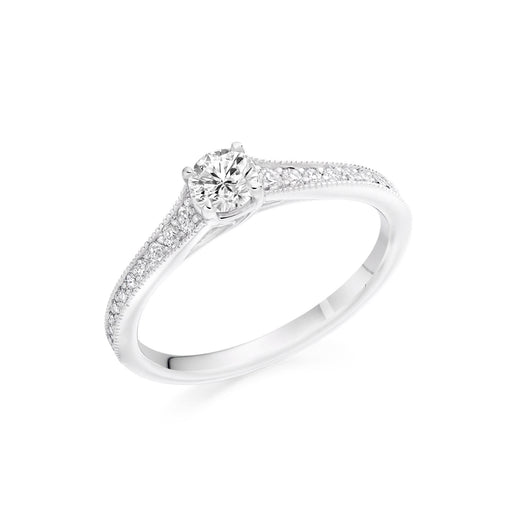 Michael Spiers Platinum Brilliant-Cut E/F VS/Si Diamond Solitaire Ring With Diamond Shoulders 0.55ct Ring Michael Spiers   