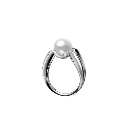 Mikimoto M Collection Akoya Cultured Pearl & Diamond Ring in 18ct White Gold - PRA1809DW Ring Mikimoto   