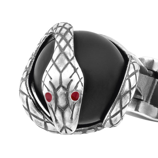 Heritage Rouge et Noir Serpent Onyx Cufflinks In Silver MB124058 Cufflinks & Accessories Montblanc   
