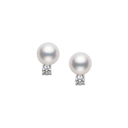 Mikimoto Classic Akoya Cultured Pearl & Diamond Stud Earrings in 18ct White Gold Earrings Mikimoto 6mm  