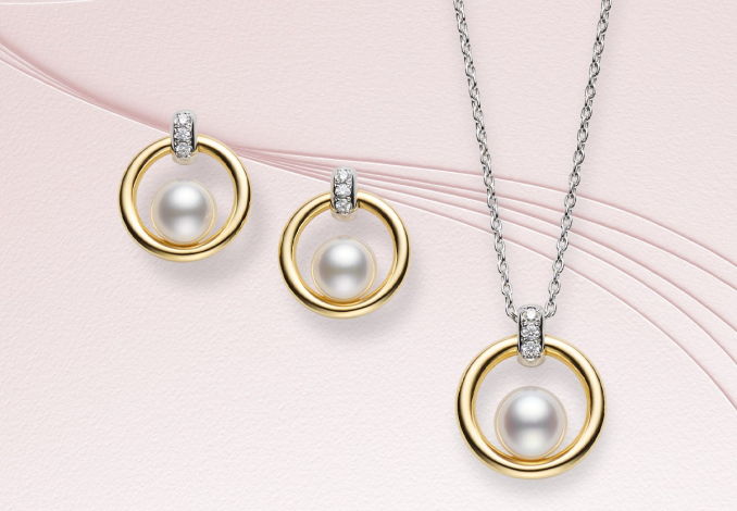 Mikimoto Circle Necklace and Earrings