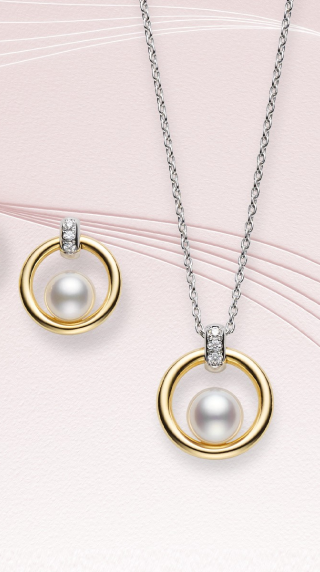Mikimoto Circle Necklace and Earrings