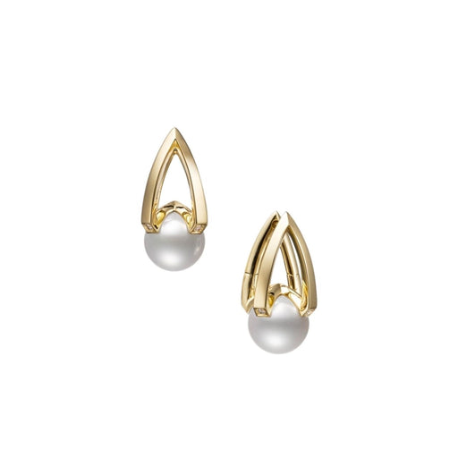 Mikimoto M Collection Akoya Cultured Pearl & Diamond Drop Earrings in 18ct Yellow Gold - PEA1811DK Earrings Mikimoto   