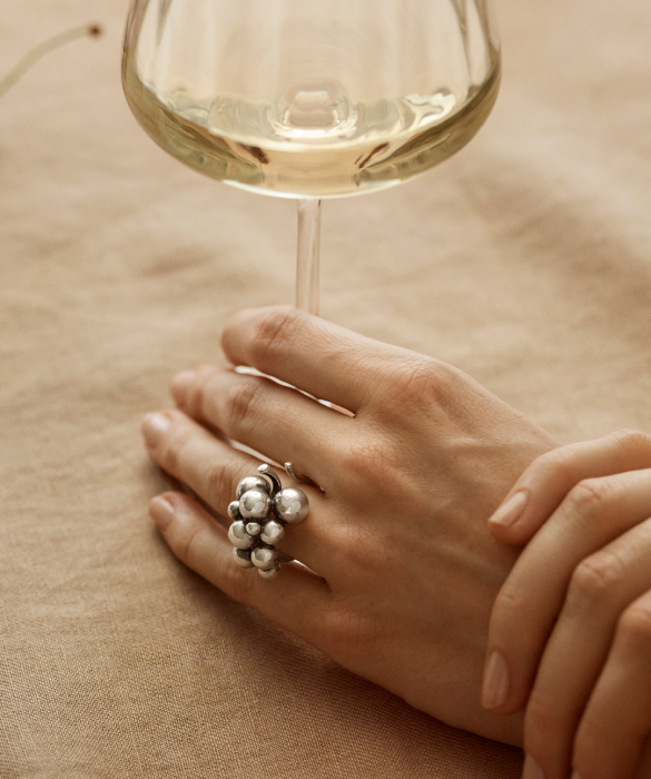 Georg Jensen Silver Moonlight Grapes Silver Ring