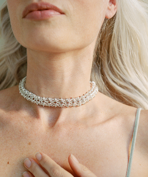 Georg Jensen Silver Weft Silver Necklace