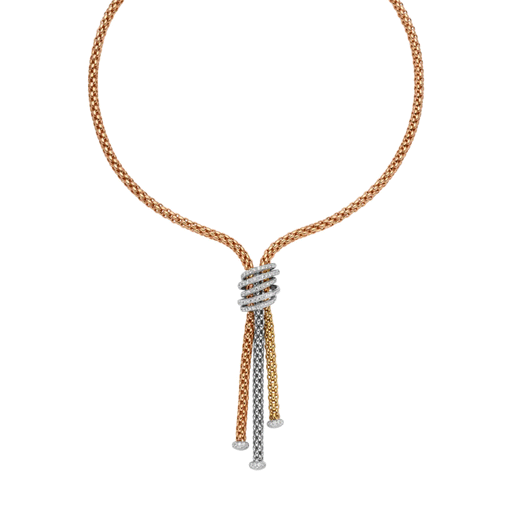 Solo 18ct Rose, Yellow & White Gold Pavé Diamond Lariat Necklace 65106CX_PB_R_RBG Necklace Fope   