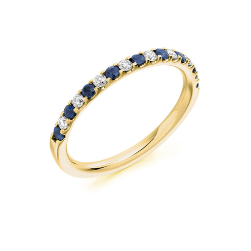 18ct Yellow Gold Brilliant-Cut Sapphire & Diamond Half Eternity Ring 0.43ct - HET 1023 BSAD Ring Michael Spiers   