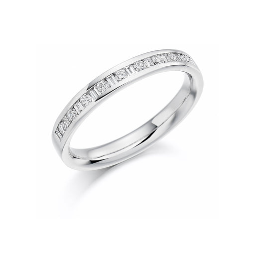 Platinum Brilliant & Baguette-Cut Diamond Half Eternity Ring 0.25ct - HET 1188 - (Size 'L' Only) Ring Michael Spiers   