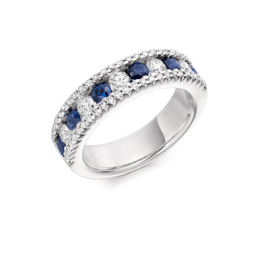 Michael Spiers Platinum Brilliant-Cut Sapphire & Diamond Half Eternity Ring 1.55ct - HET 1290 BSAD Ring Michael Spiers   