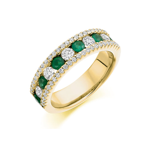 18ct Yellow Gold Brilliant-Cut Emerald & Diamond Half Eternity Ring 1.45ct - HET 1290 EMD Ring Michael Spiers   