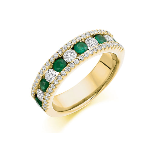 Michael Spiers 18ct Yellow Gold Brilliant-Cut Emerald & Diamond Half Eternity Ring 1.45ct - HET 1290 EMD Ring Michael Spiers   