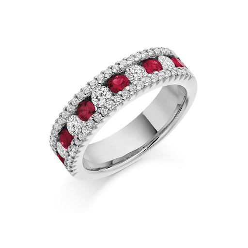 Platinum Brilliant-Cut Ruby & Diamond Half Eternity Ring 1.50ct - HET 1290 RUD - (Size 'M' Only) Ring Michael Spiers   