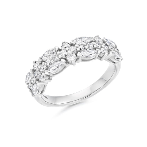 Platinum Brilliant & Marquise-Cut Diamond Half Eternity Ring 1.50ct - HET 13010 Ring Michael Spiers   