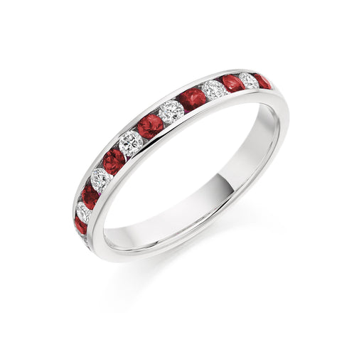 Michael Spiers Platinum Brilliant-Cut Ruby & Diamond Half Eternity Ring 0.60ct - HET 1310 RUD Ring Michael Spiers   