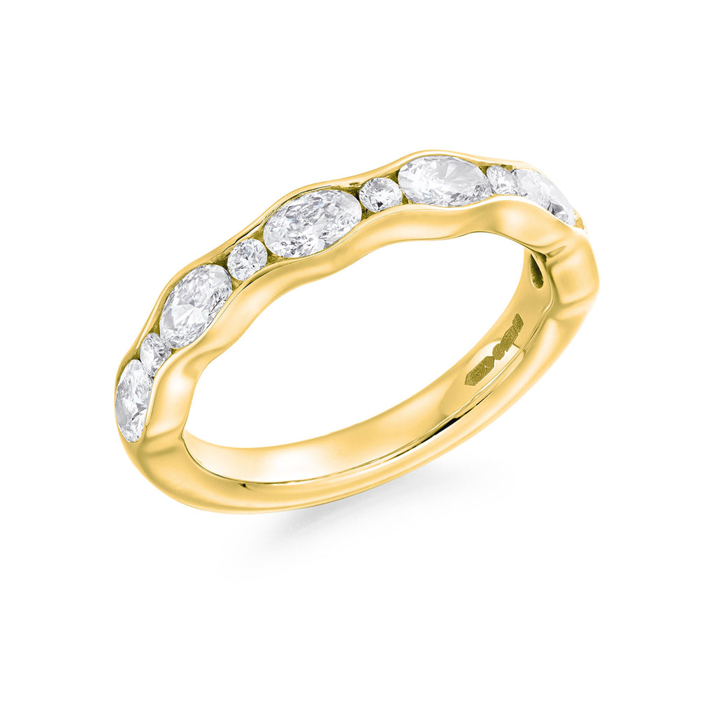 18ct Yellow Gold Brilliant Oval-Cut Diamond Half Eternity Ring  HET 13853