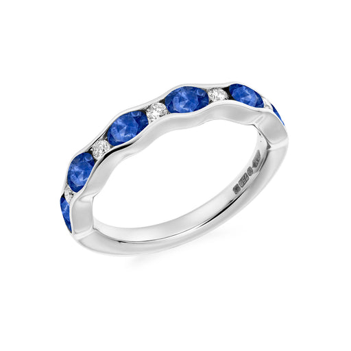 Platinum Oval-Cut Sapphire & Brilliant-Cut Diamond Half Eternity Ring 1.40ct - HET 13853 BSAD Ring Michael Spiers   