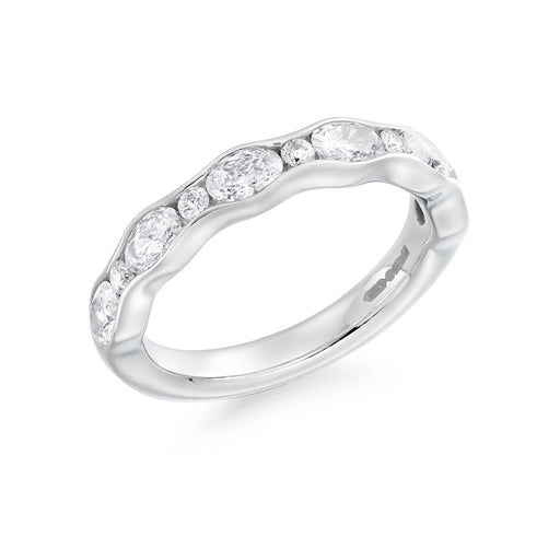 Platinum Brilliant & Oval-Cut Diamond Half Eternity Ring 1.10ct - HET 13853 Ring Michael Spiers   