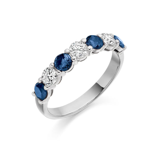 Platinum Brilliant-Cut Sapphire & Diamond Half Eternity Ring 1.14ct - HET 1494 BSAD Ring Michael Spiers   