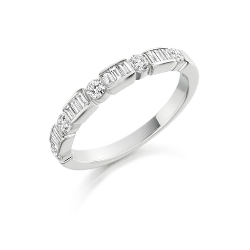 Michael Spiers Platinum Brilliant & Baguette-Cut Diamond Half Eternity Ring 0.60ct - HET 1502 Ring Michael Spiers   