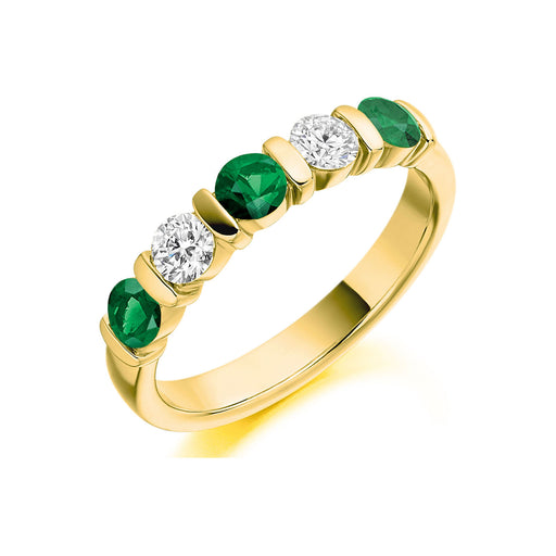 18ct Yellow Gold Brilliant-Cut Emerald & Diamond Half Eternity Ring 0.75ct - HET 2169 EMD Ring Michael Spiers   