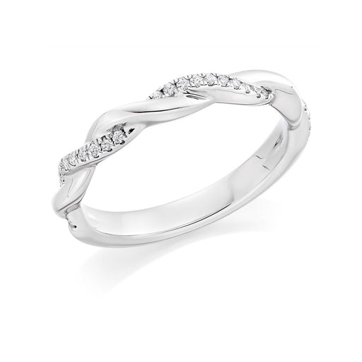 Platinum Brilliant-Cut Diamond Half Eternity Twisted Ring 0.12ct - HET 20732A Ring Michael Spiers   